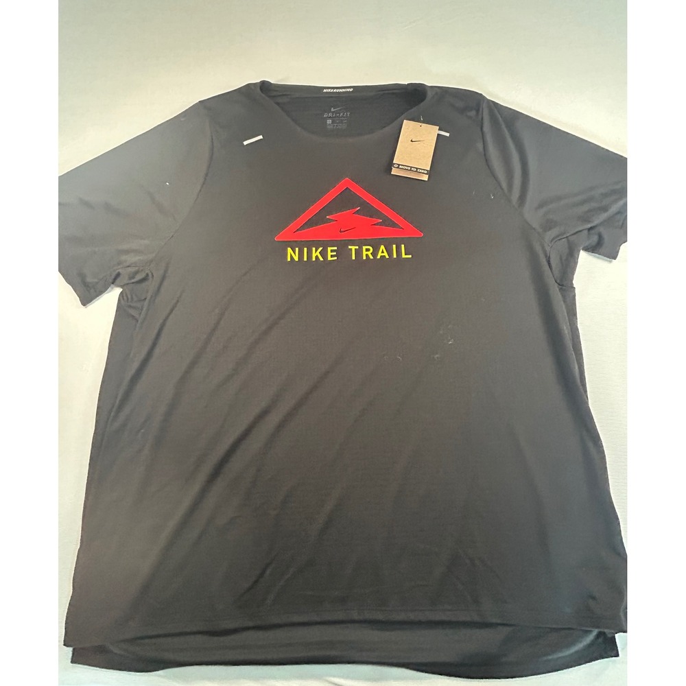 Nike Trail Running Dri-FIT T-Shirt Mens XXL Black Red Logo DJ0600-010 NEW W TAGS
